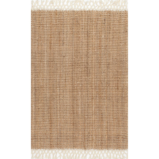 Jute Area Rug - White fringe