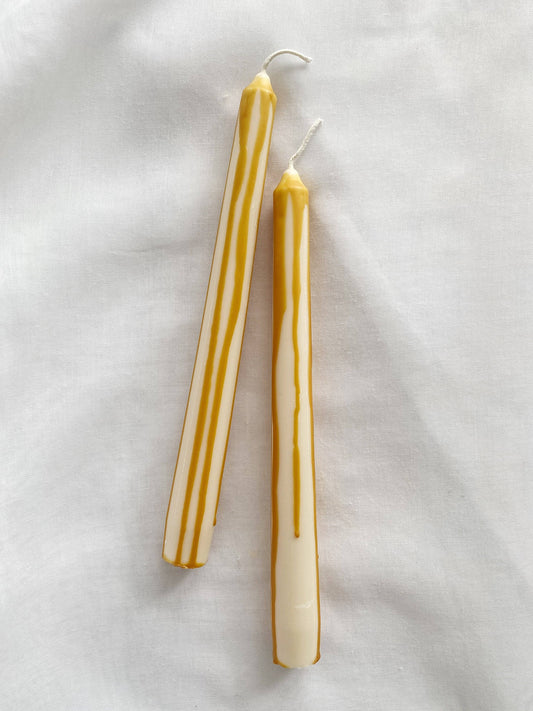 Hand Carved Candle Sticks - Caramel Drip